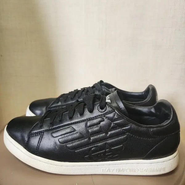 [BUNJANG] EA7 Emporio Armani Black Leather Sneakers / >>상태양호<<  EA7 엠포리오 아르마니 블랙 스니커즈 255~260 팝니다