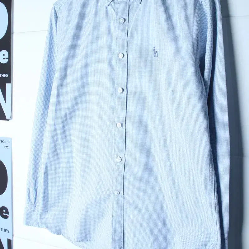 [BUNJANG] Hazzys Pattern Button-Down Shirt (Light Blue) / (M) 헤지스 셔츠 남방 패턴 연블루 아메카지-H36986