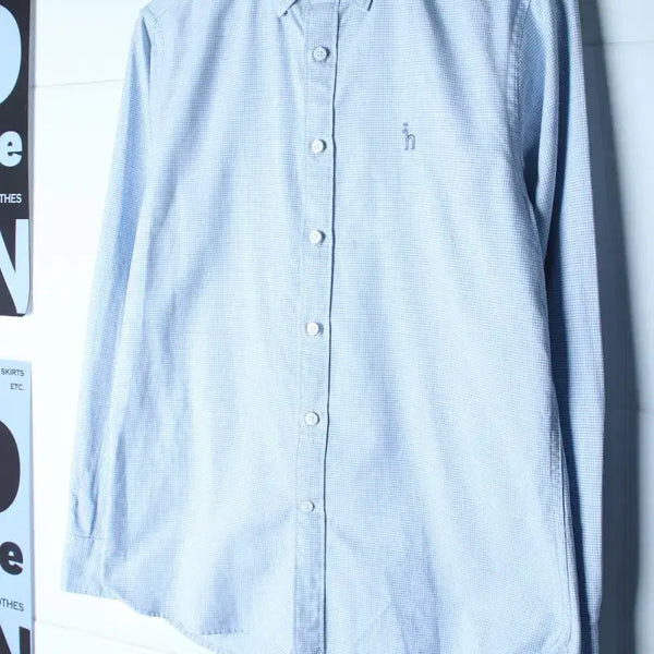 [BUNJANG] Hazzys Pattern Button-Down Shirt (Light Blue) / (M) 헤지스 셔츠 남방 패턴 연블루 아메카지-H36986
