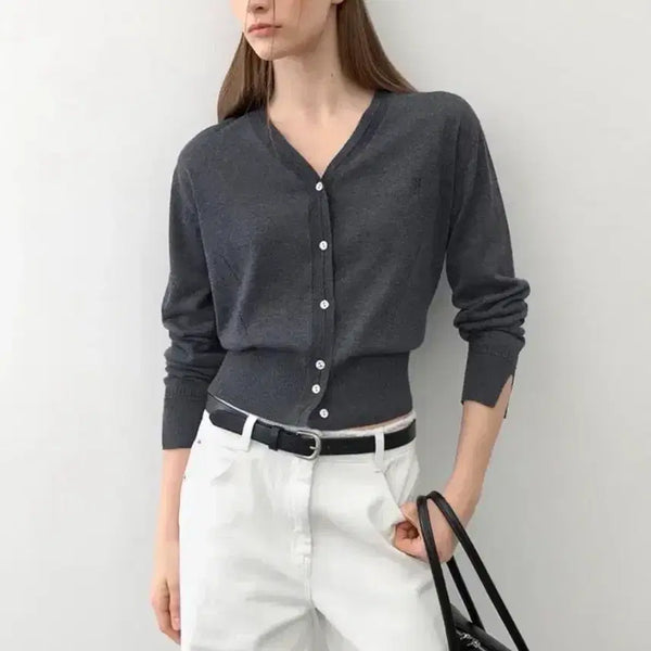 [BUNJANG] Atelier Nine Essential Knit Cardigan Charcoal / 아틀리에나인 에센셜 니트 가디건 차콜