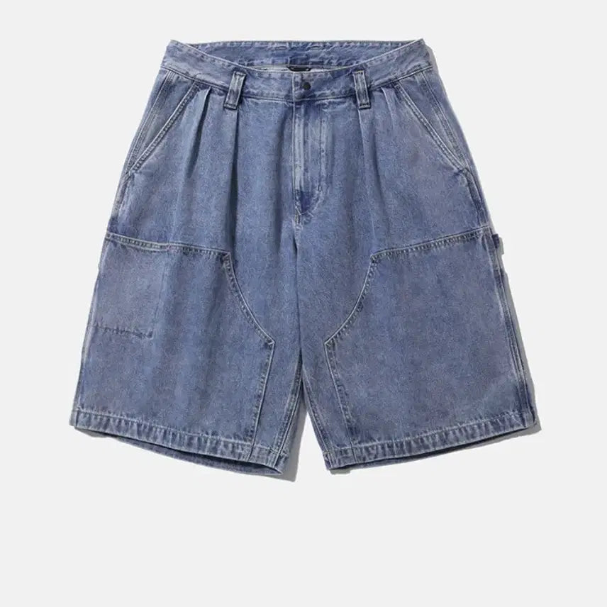 [BUNJANG] Moif 26ss Wide Carpenter Denim Shorts Faded Indigo / [1]모이프 26ss 와이드 카펜터 데님 쇼츠 페이디드 인디고