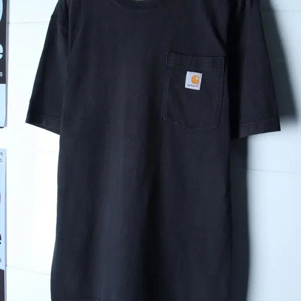 [BUNJANG] Carhartt USA Pocket T-Shirt Black / (S-L) 칼하트 반팔 티셔츠 USA 포켓 블랙 에이징-H36994