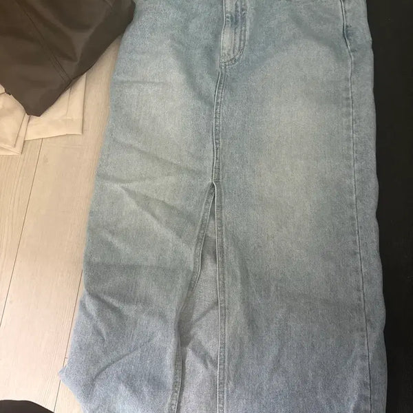 [BUNJANG] Denim Long Skirt - Light Blue / 데님 롱 스커트 라이트 블루
