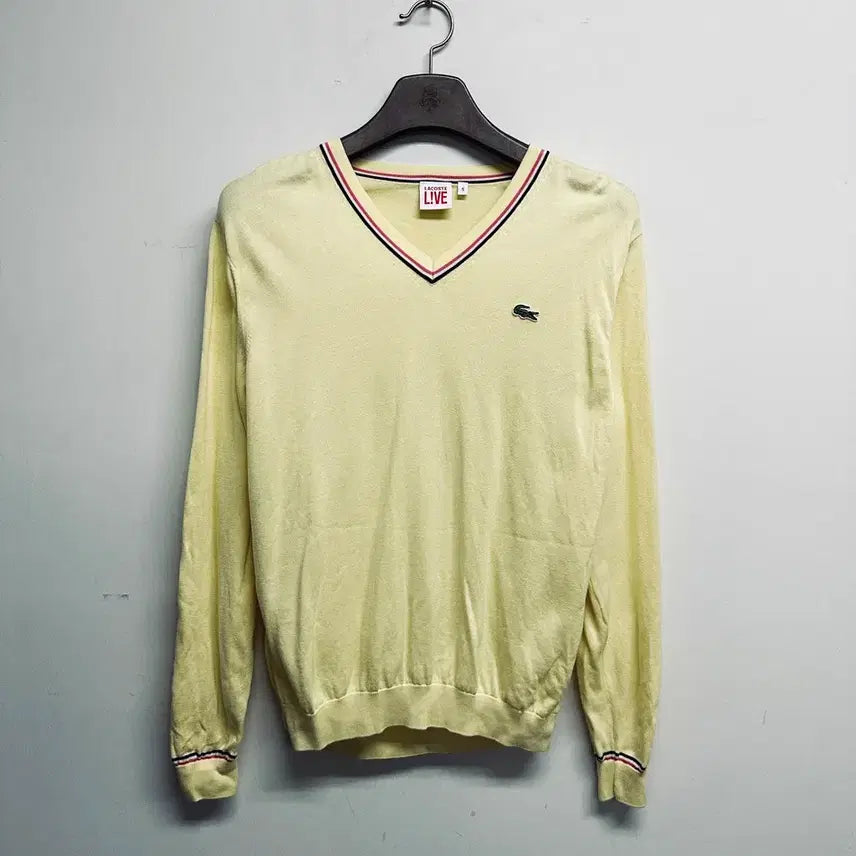 [BUNJANG] LACOSTE L!VE Light Yellow V-Neck Long Sleeve Knit Sweater / 라코스테 라이브(LACOSTE L!VE) 연노랑 V넥 긴팔 니트 / 스웨터 (5사이즈, 국내 100 추천)