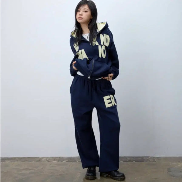 [BUNJANG] EEERRR Weekend Warrior Waffle Applique Hoodie Zip-Up Navy M / [새상품] EEERRR 이이이알알알 후드집업 weekend warrior waffle applique hoodie zip-up M