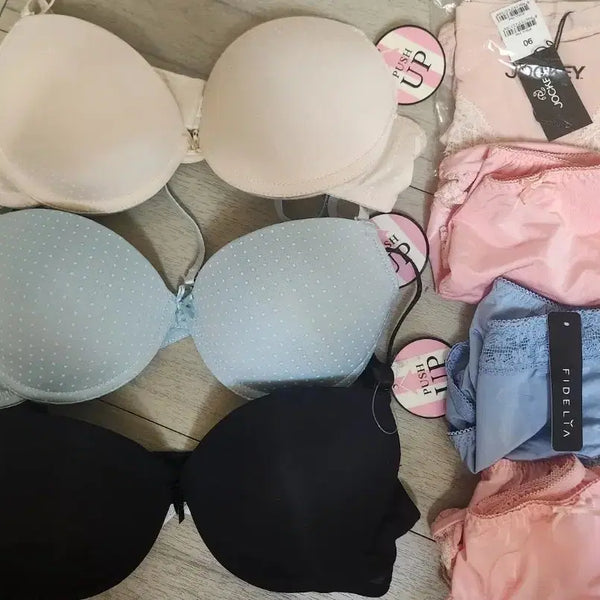 [BUNJANG] Women's Lingerie Set (3 Bras, 4 Panties) / 새상품 브라 3종,팬티 4종 세트예요