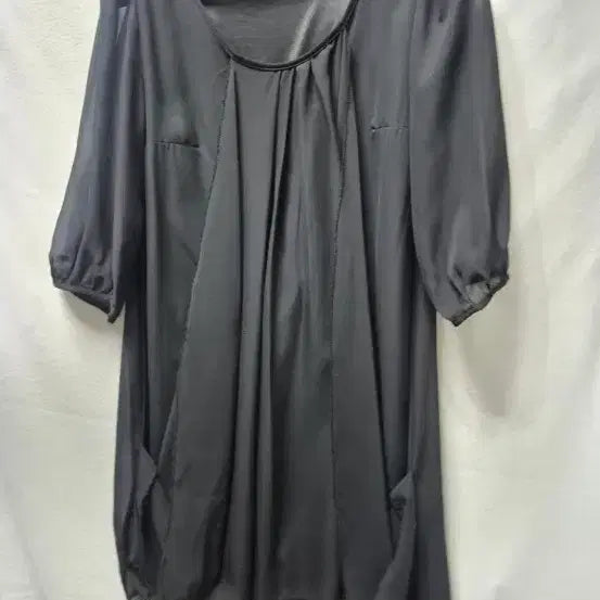 [BUNJANG] Black Chiffon Puff Sleeve Dress L / 블랙 쉬폰 퍼프소매 원피스 L