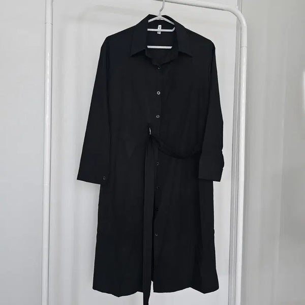 [BUNJANG] Belted Long Shirt Dress Jacket / # 바스락 셔츠 벨티드 롱원피스 자켓