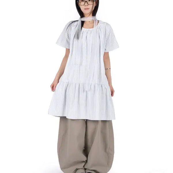[BUNJANG] Stripe Layered Midi Dress - Summer / 새상품) 스트라이프 레이어드 미디 원피스 여름
