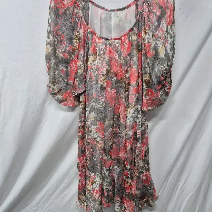 [BUNJANG] Floral Chiffon Dress - Size L / 플로럴 쉬폰 원피스 L