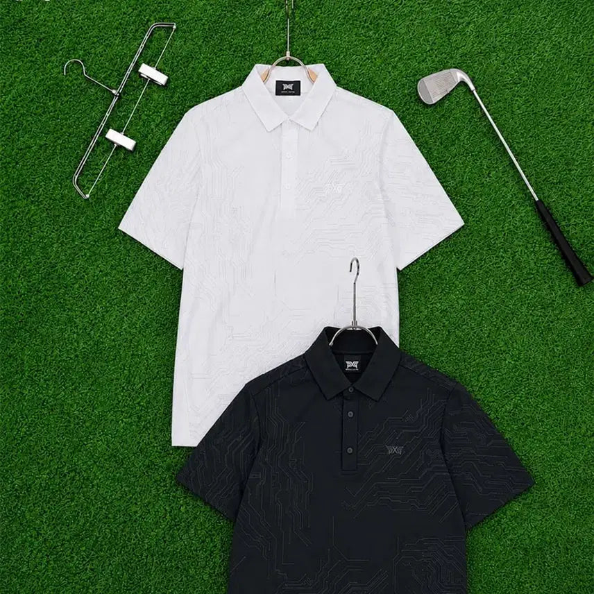 [BUNJANG] PXG Men's Graphic Initial Logo Mesh Polo Shirt / [PXG] PXG 남성용 그래픽 이니셜로고 메쉬 카라티