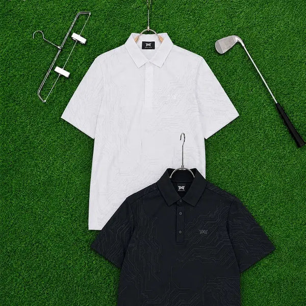[BUNJANG] PXG Men's Graphic Initial Logo Mesh Polo Shirt / [PXG] PXG 남성용 그래픽 이니셜로고 메쉬 카라티