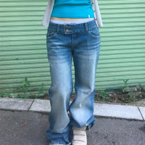 [BUNJANG] Iiziiiz Two Tones Low Bootcut Jeans / 이즈이즈 부츠컷 two Tones Low bootcut M사이즈