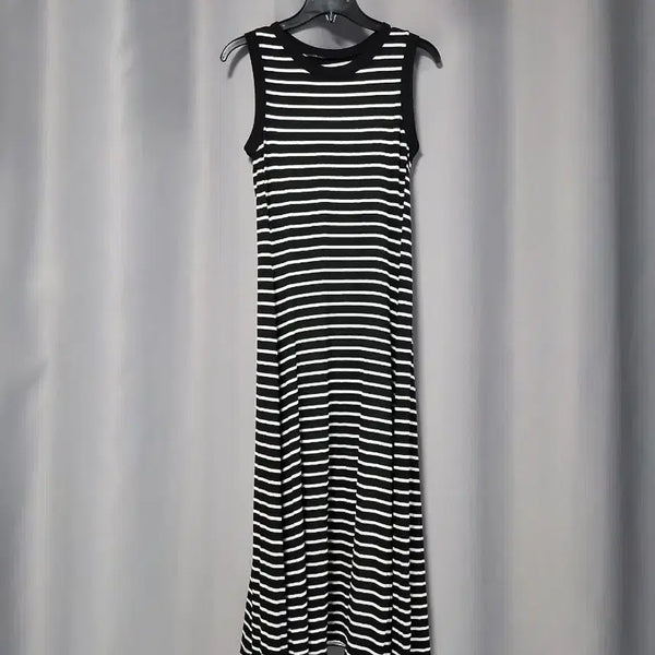 [BUNJANG] Striped Sleeveless Spandex Long Dress / 단가라 민소매 스판 롱원피스