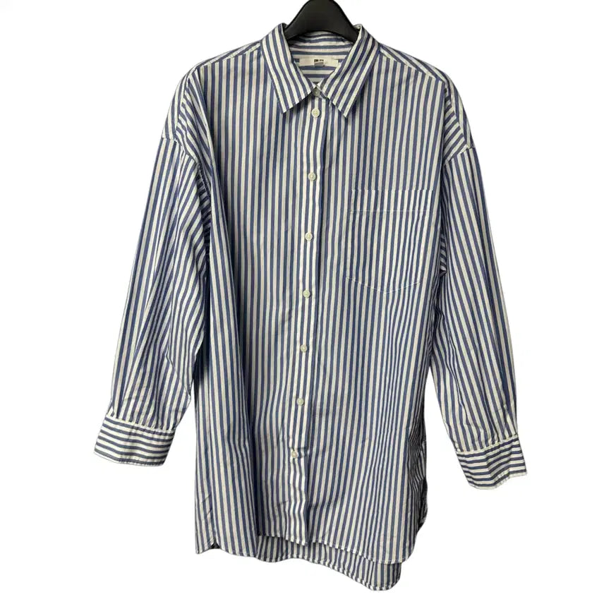 [BUNJANG] Uniqlo Women's Striped Long Shirt / M 유니클로 여성 스트라이프 롱 셔츠
