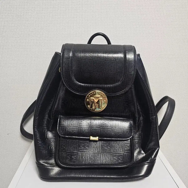 [BUNJANG] Metrosexy Logo Pattern Black Backpack / 메트로시티 가방 백팩 블랙