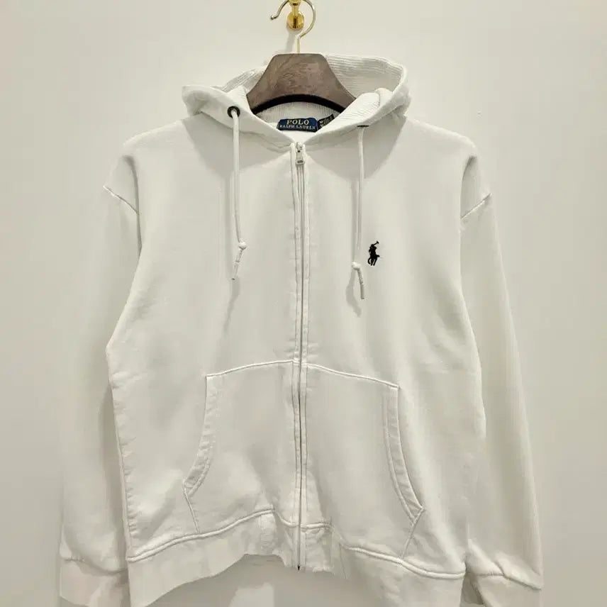 [BUNJANG] Polo Ralph Lauren White Zip-Up Hoodie M / 폴로 후드집업 화이트 2243