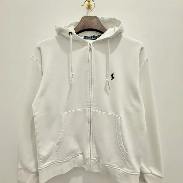 [BUNJANG] Polo Ralph Lauren White Zip-Up Hoodie M / 폴로 후드집업 화이트 2243
