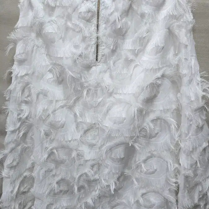 [BUNJANG] White Feather Embellished Midi Skirt Size 66 / 흰색 깃털 장식 스커트66