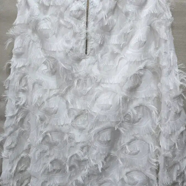 [BUNJANG] White Feather Embellished Midi Skirt Size 66 / 흰색 깃털 장식 스커트66