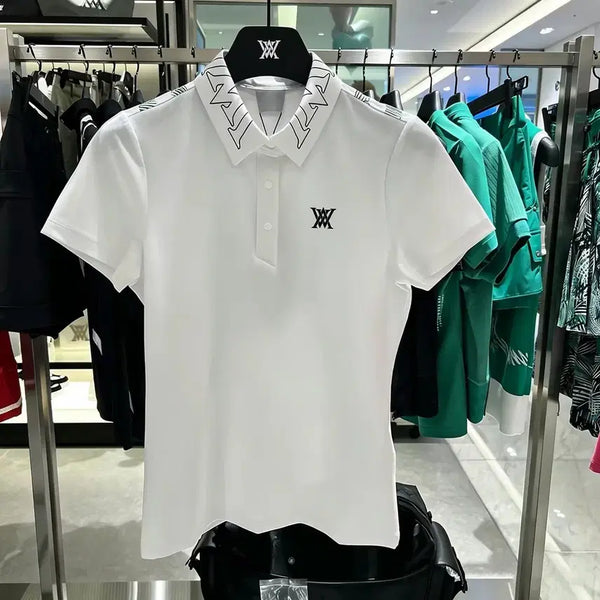 [BUNJANG] Golf Wear Short-Sleeve Polo Shirt - White / 골프웨어 반팔 카라티 화이트