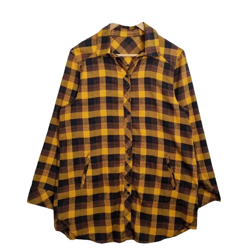 [BUNJANG] KAYA Vintage Yellow Check Shirt L / KAYA 빈티지 옐로우 체크 셔츠 [L] 레트로 남방
