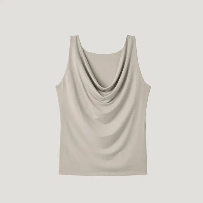 [BUNJANG] Arto Open Back Draped Top - Grey Beige / 아르토 오픈백 드레이드 탑 - 그레이베이지