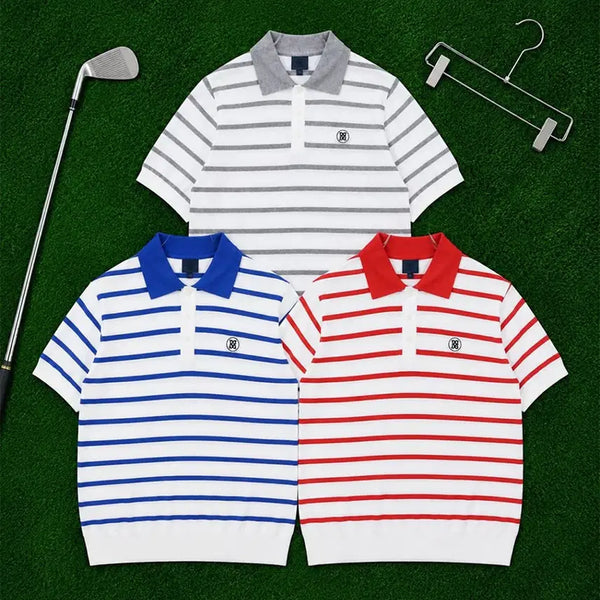 [BUNJANG] G/FORE Stripe Knit Polo Shirt / [G/FORE] 지포어 스트라이프 여름용 니트 카라티