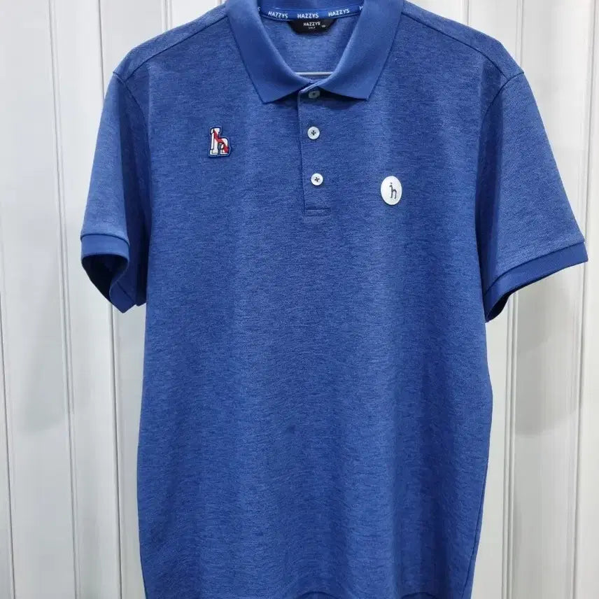 [BUNJANG] Hazzys Men's Blue Short Sleeve Polo Shirt / 헤지스 남성 반팔 카라티 블루