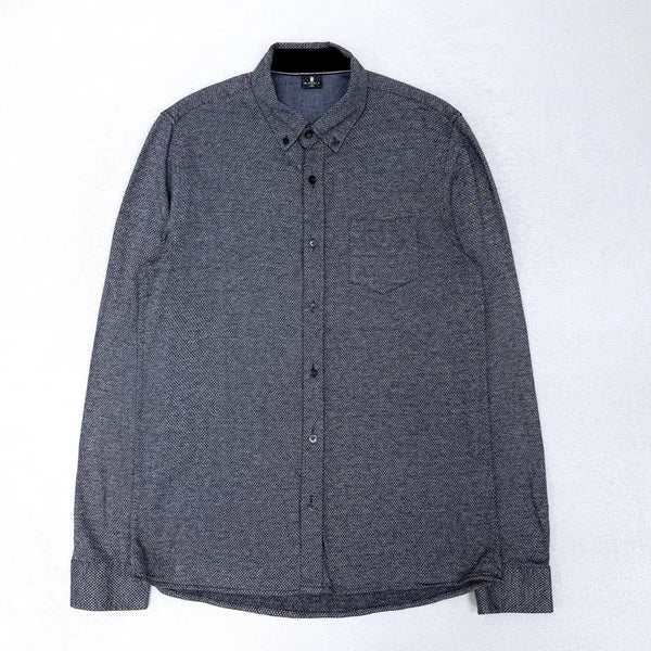 [BUNJANG] Wide Angle Navy Heather Pattern Button Shirt Men's 100 / [100] 와이드앵글 네이비 보카시패턴 버튼 셔츠