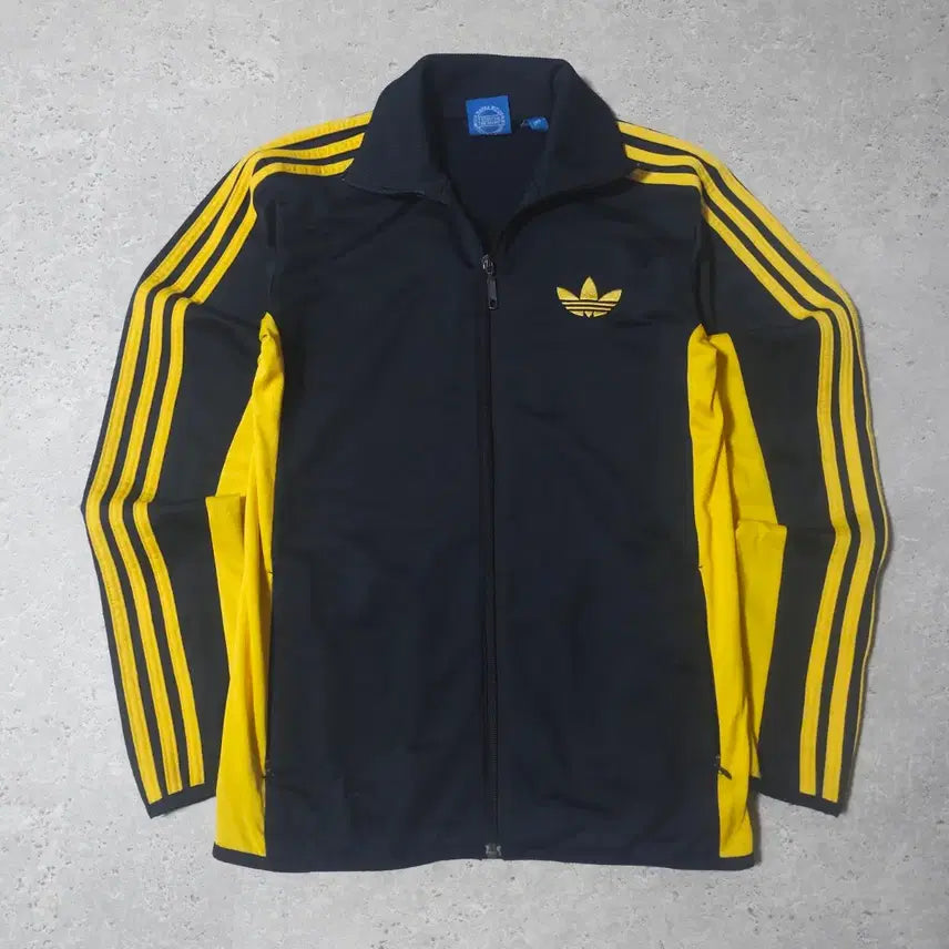 [BUNJANG] Adidas Three Stripes Firebird Training Jersey Jacket Deep Navy x Yellow / 아디다스 삼선 파이어버드 딥네이비x노랑 트레이닝 져지 자켓