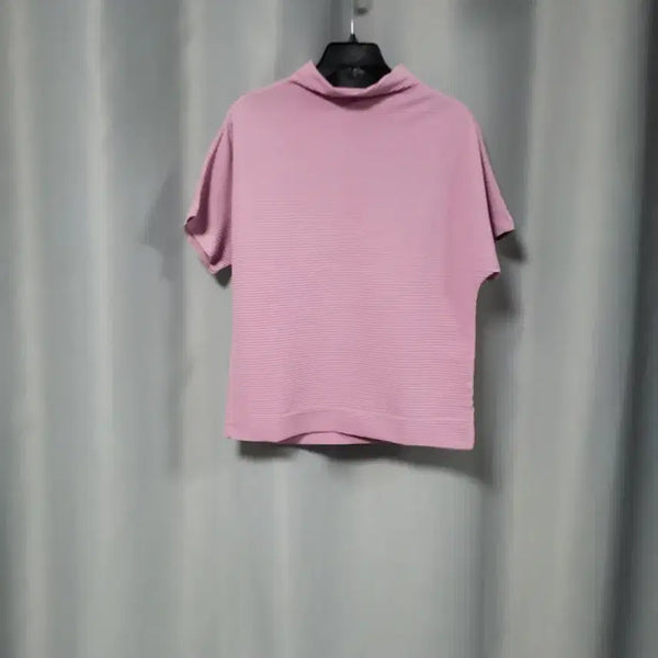 [BUNJANG] Mock Neck Horizontal Pleats Spandex T-Shirt / 모크넥 가로 플리츠 스판티 (새상품 )