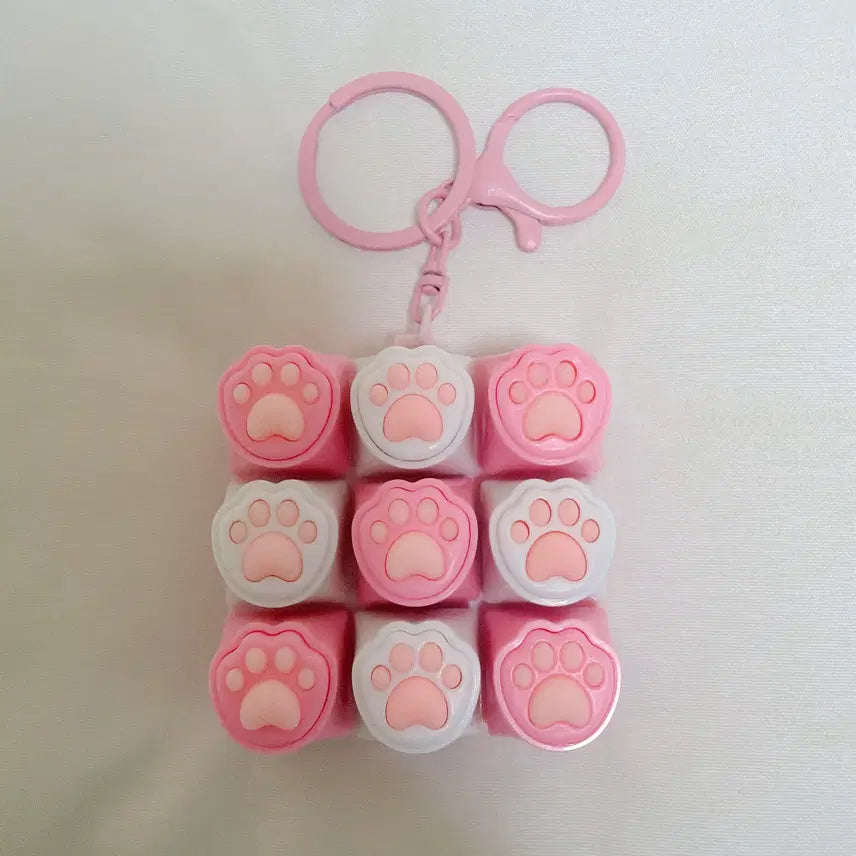 [BUNJANG] 9-Keycap Cat Paw Keychain / 9구 고양이 발바닥 키캡 키링 새상품 /핑크 뽁뽁이 키링