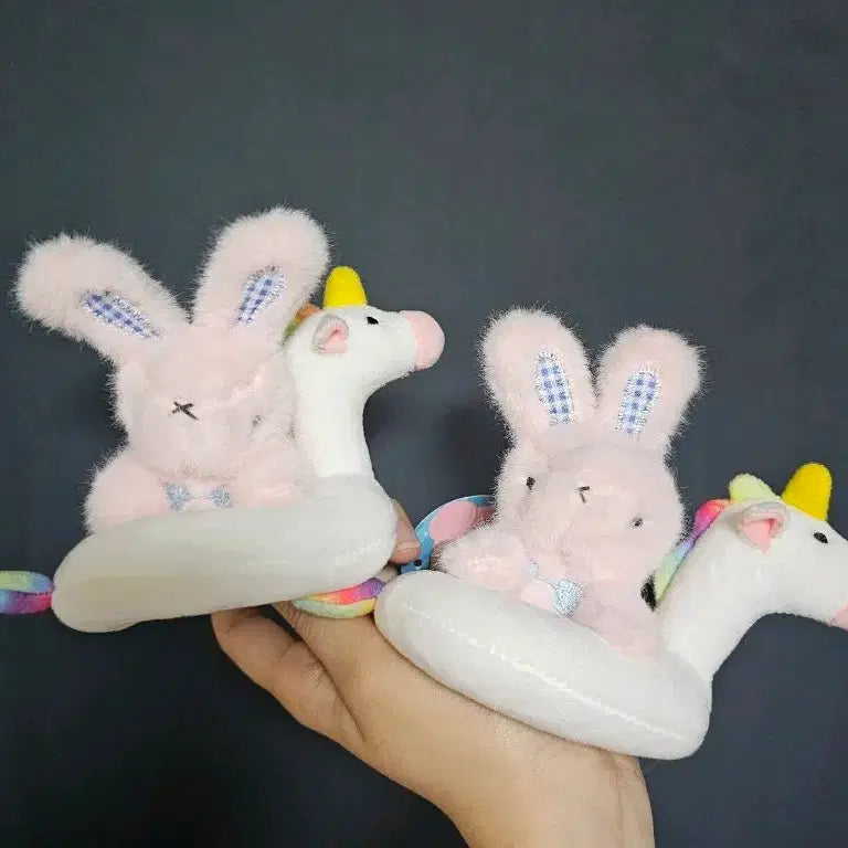 [BUNJANG] Pink Rabbit & Unicorn Plush Keychain Set / 인형 키링 비키니 튜브 토끼 일괄가격