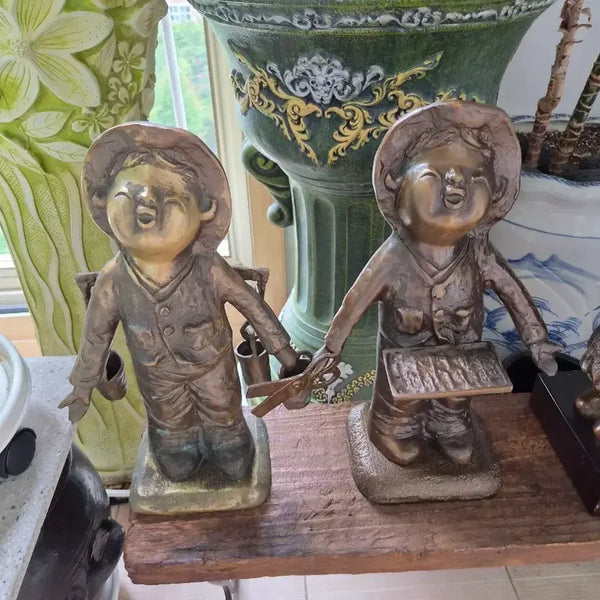 [BUNJANG] Set of 2 Brass Sculptures (Scissors & Tray) / 동 조각상 세트(2개)