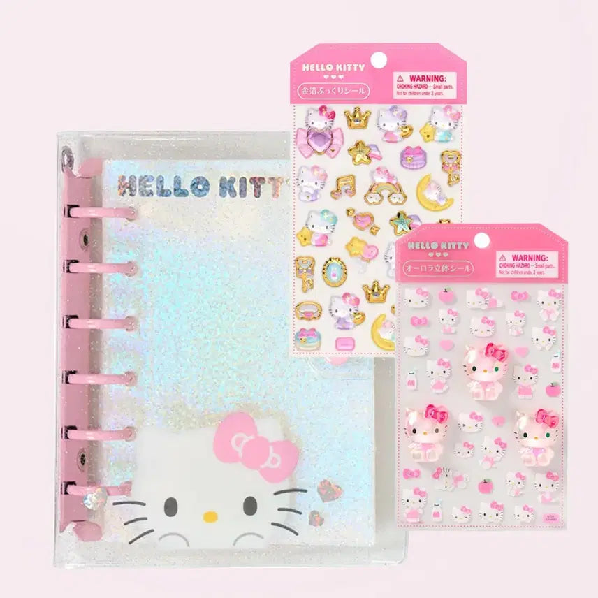 [BUNJANG] Sanrio Hello Kitty Clear Binder + 2 Sticker Set / 미개봉 바배)-3종일괄- 키티 바인더+입체스티커2