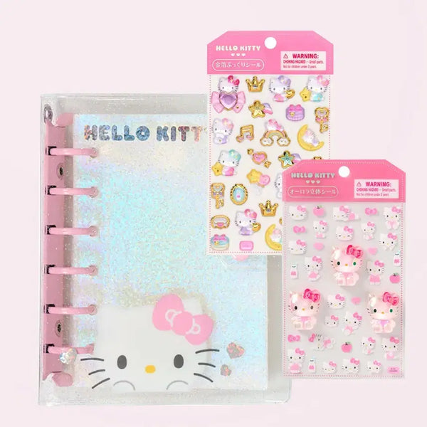 [BUNJANG] Sanrio Hello Kitty Clear Binder + 2 Sticker Set / 미개봉 바배)-3종일괄- 키티 바인더+입체스티커2