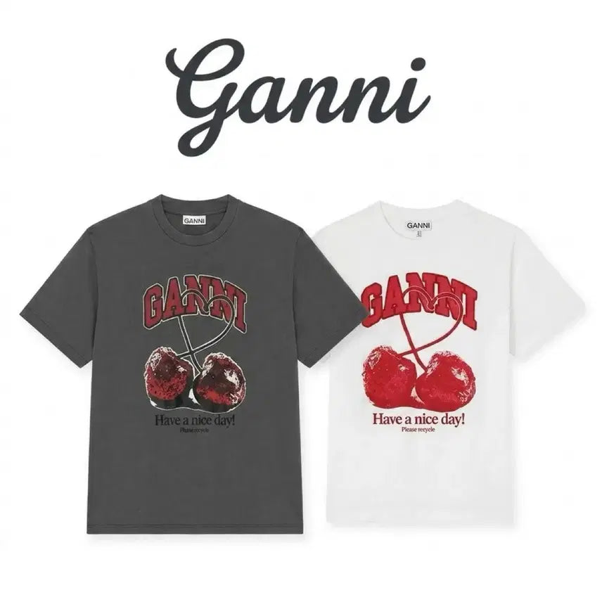 [BUNJANG] GANNI Cherry Short Sleeve T-Shirt / 가니 체리 반팔 티셔츠