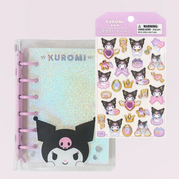 [BUNJANG] Kuromi 2-Type Bundle Set: Clear Binder + 3D Stickers / 미개봉 바배)-2종 일괄- 쿠로미 바인더+입체스티커
