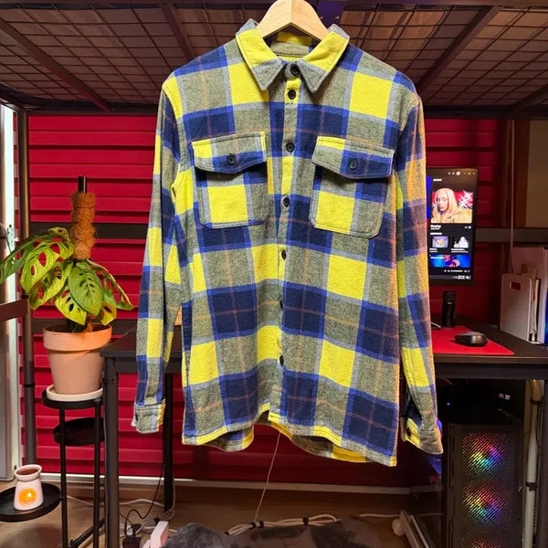 [BUNJANG] ZARA Fluorescent Flannel Check Overshirt (M) / 자라 형광 프렌넬 체크 오버셔츠 (M / 릴렉스핏 / A급)