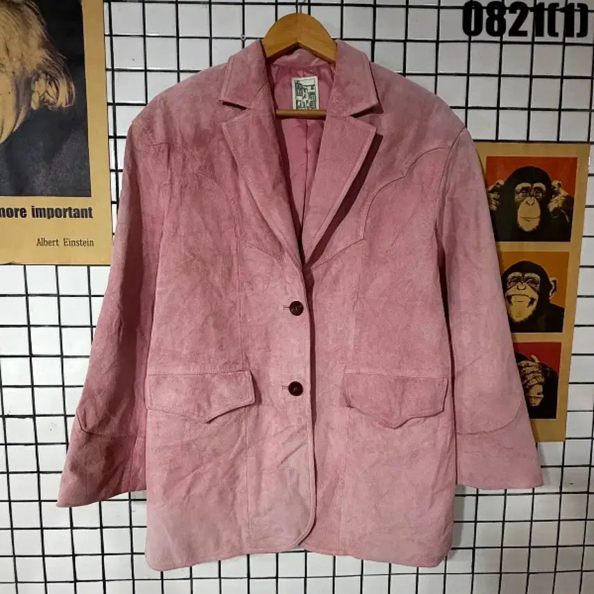 [BUNJANG] Pink Suede Jacket / 핑크색 스웨이드 자켓 0821