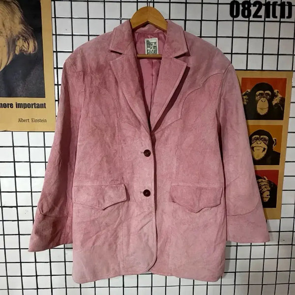 [BUNJANG] Pink Suede Jacket / 핑크색 스웨이드 자켓 0821