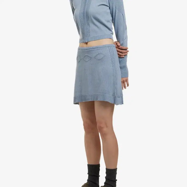 [BUNJANG] MSCHF Rhombus Knit Setup Grayish Blue / 미스치프 롬버스 니트 셋업 (그레이시블루)