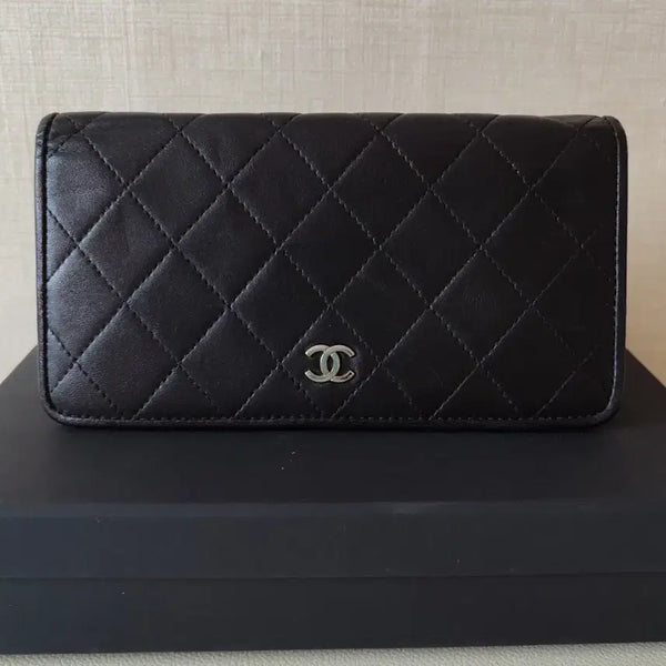 [BUNJANG] Chanel Lambskin Quilted Wallet Black / 정품 샤넬 램스킨 퀼팅 지갑 블랙