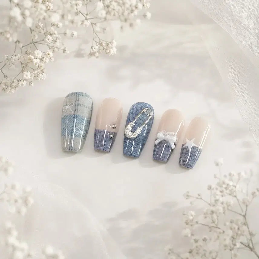 [BUNJANG] Handmade Denim Nail Tips / 할인) 데님 수제 네일팁