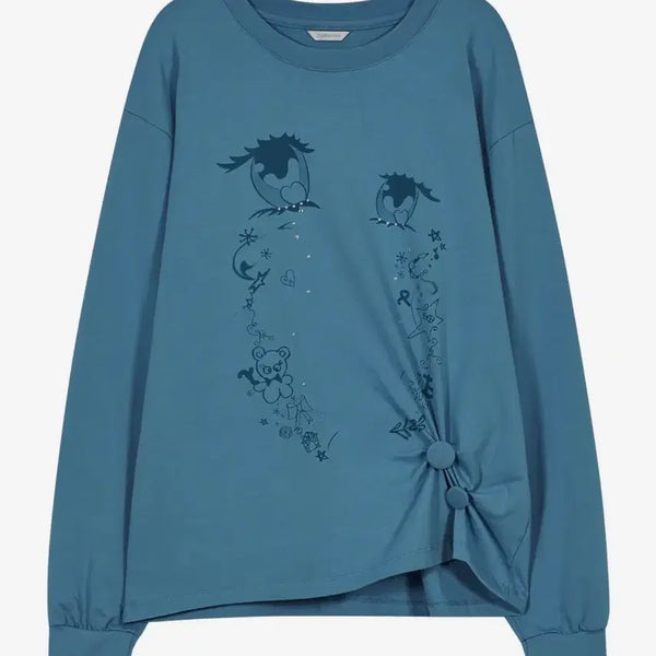 [BUNJANG] Type Service Cry Eyes Ruched Long Sleeve Top / 타입서비스 Cry Eyes Ruched Top 긴팔 슬리브
