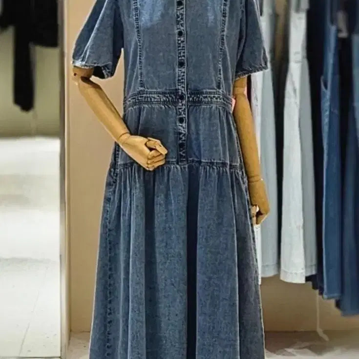 [BUNJANG] Thursday Island Denim Maxi Dress / 써스데이아일랜드 데님원피스
