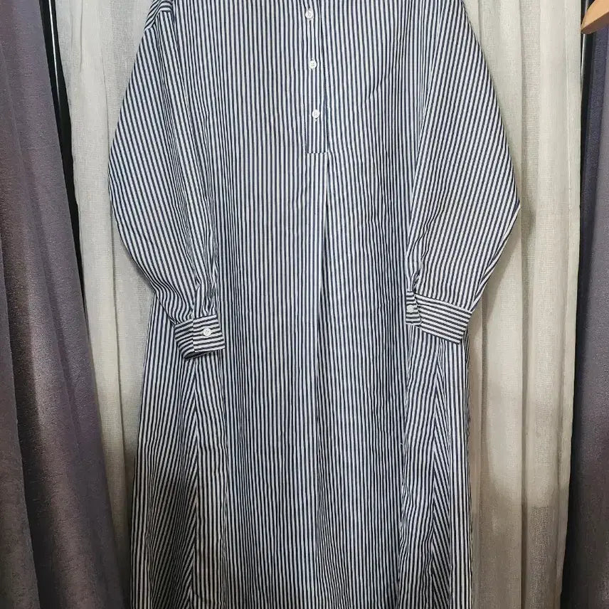 [BUNJANG] Stripe Shirt Long Dress / 스트라이프 셔츠 롱원피스