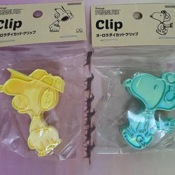 [BUNJANG] Snoopy & Friends Aurora Die-Cut Clips Yellow/Mint Bundle Set / 스누피-피너츠 오로라 다이컷 클립 옐로우/민트 일괄