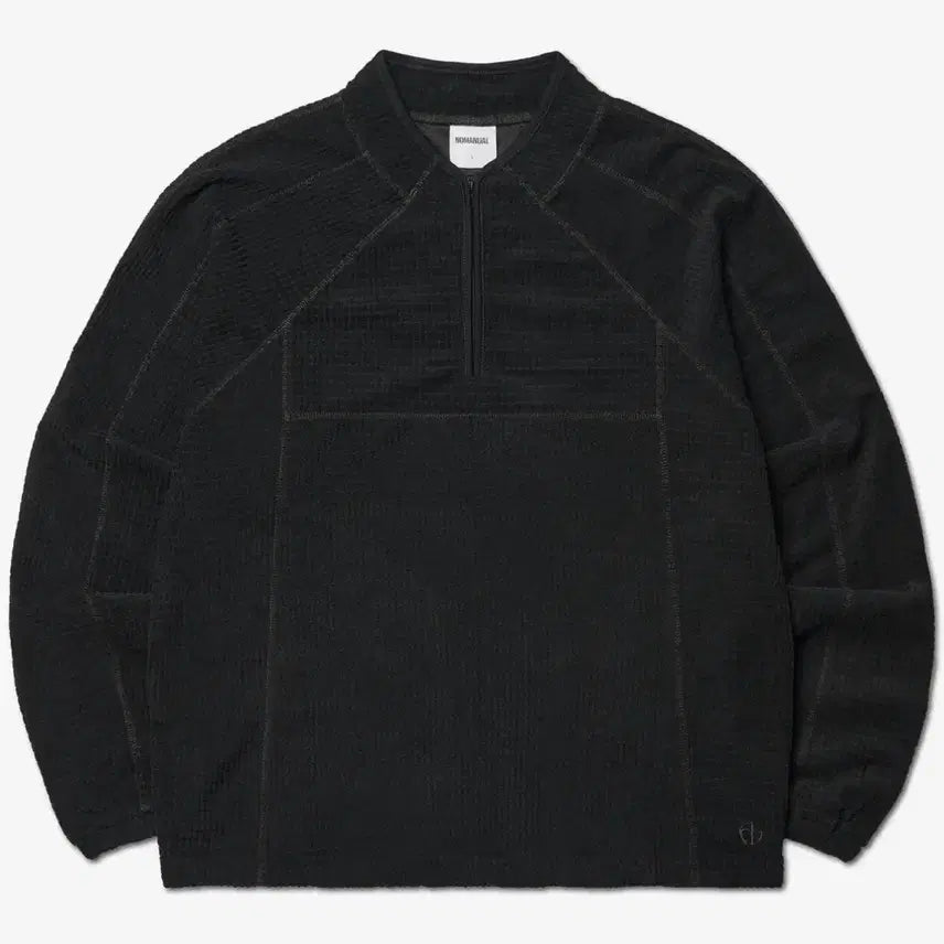 [BUNJANG] NOMANUAL Heavy Waffle Half Zip-Up Black / 노매뉴얼_HEAVY WAFFLE HALF ZIP-UP - BLACK